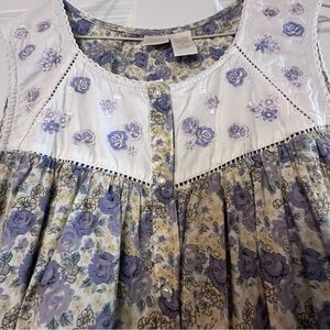 Gilligan & O'Malley Lavender Floral Button-Front Cotton Dress